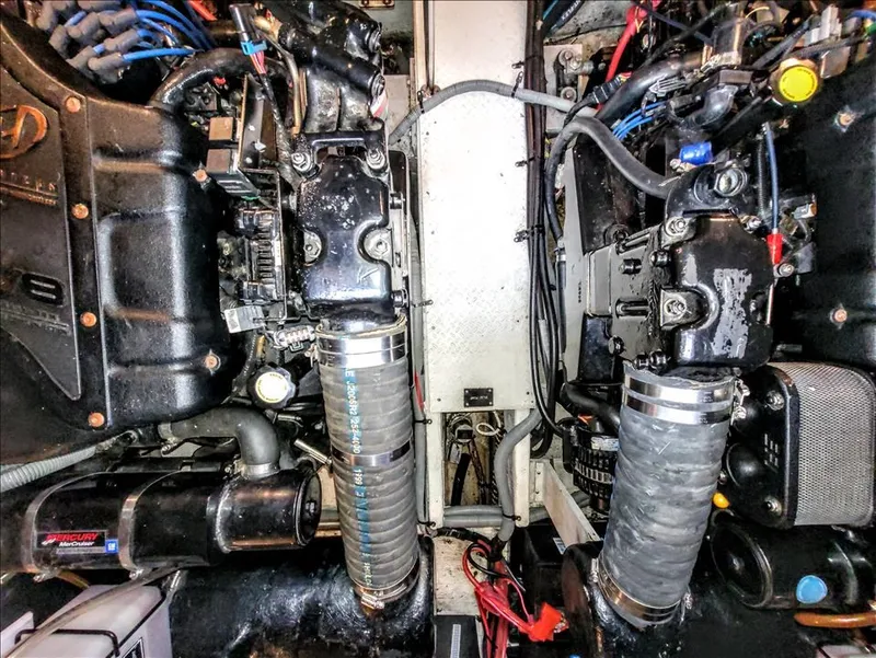 Slide: The Image of Engine room of a 2000 Cruisers Yachts 3672 Express boat. - 45