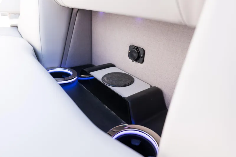 Slide: The Image of Interior of 2025 Balise Helix 24C with illuminated cup holders and USB port. - 20