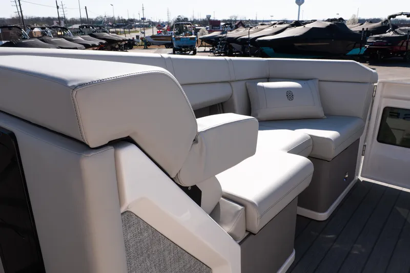 Slide: The Image of Luxurious seating on 2025 Balise Helix 24C boat, featuring modern design and comfort. - 21