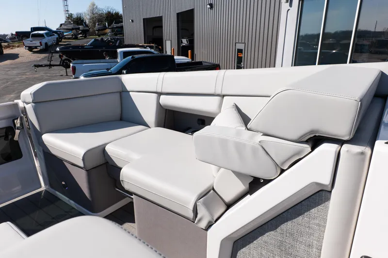 Slide: The Image of Luxurious seating on 2025 Balise Helix 24C boat, showcasing modern design and comfort. - 22