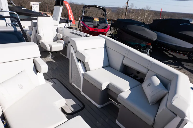 Slide: The Image of Luxurious seating on 2025 Balise Helix 24C boat, showcasing modern design and comfort. - 23