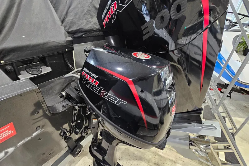 Slide: The Image of 2019 Princecraft Platinum SE 227 with Mercury Pro Kicker and 300 HP outboard engines. - 5