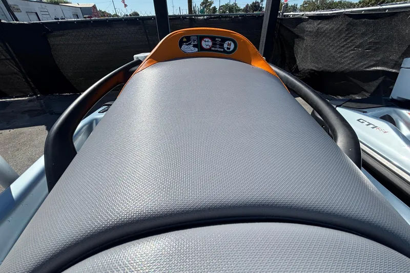 Slide: The Image of 2023 Sea-Doo GTI 130 jet ski seat, showcasing sleek design and comfort features. - 35