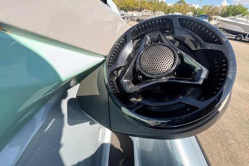 Slide: The Image of Close-up of 2023 Sea-Doo GTI 130 speaker detail, showcasing modern design and craftsmanship. - 44
