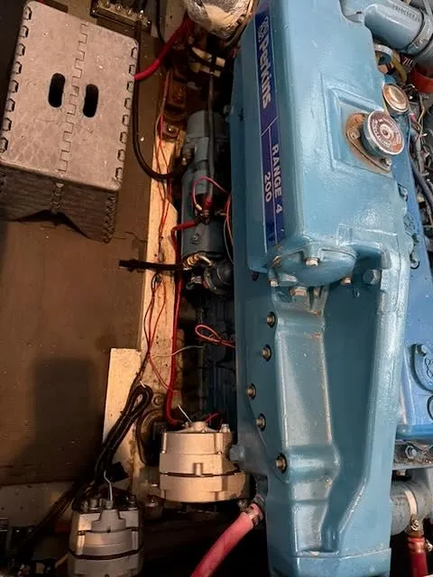 Slide: The Image of Electrical wiring in the engine room of Rough Water 41 Pilothouse 1982. - 29