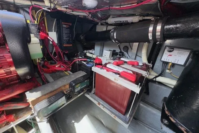 Slide: The Image of 1996 Sea Ray 400 Sedan Bridge interior with stairs and deck view. - 24