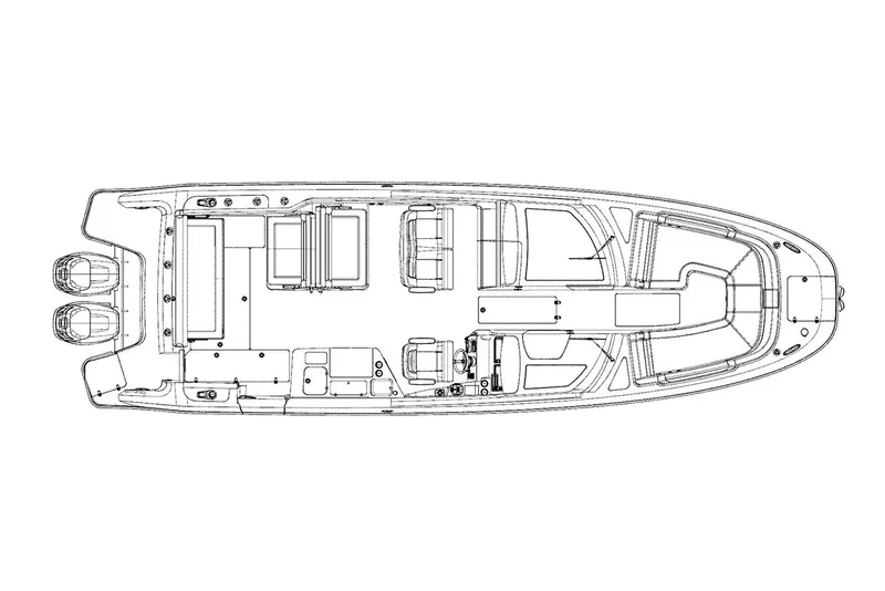 Slide: The Image of Floor plan of the 2019 Boston Whaler 320 Vantage boat. - 29