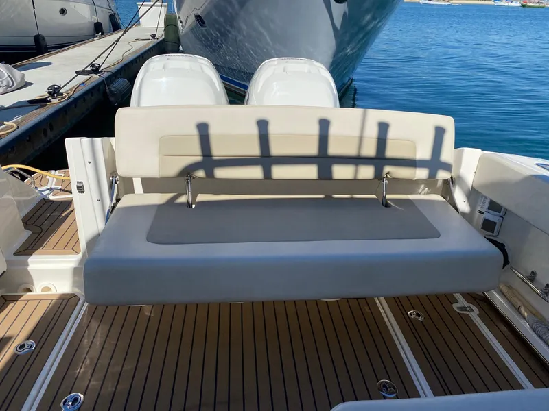 Slide: The Image of 2019 Boston Whaler 320 Vantage with rear seating bench. - 6