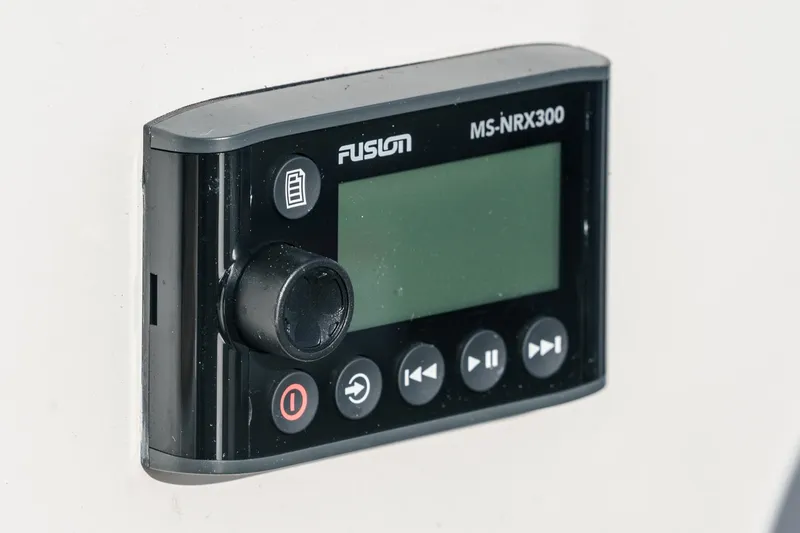 Slide: The Image of Fusion MS-NRX300 audio control panel on 2023 Sea Ray Sundancer 320 OB. - 26