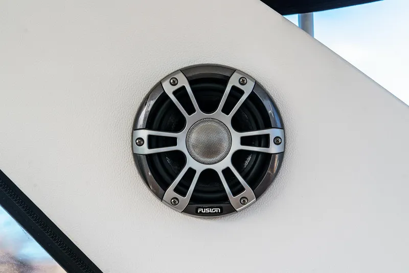 Slide: The Image of Speaker on 2023 Sea Ray Sundancer 320 OB boat, featuring Fusion audio system. - 27