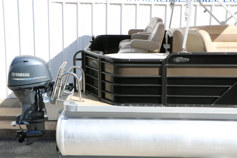 Slide: The Image of 2020 Crest 200 Classic Fish pontoon boat with Yamaha outboard motor. - 11