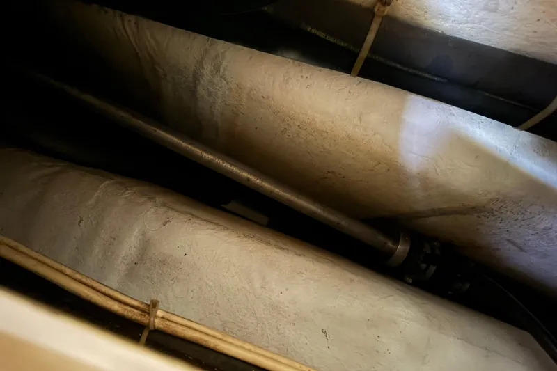 Slide: The Image of Interior view of a 1991 Island Packet Yachts 38, showing structural components. - 25