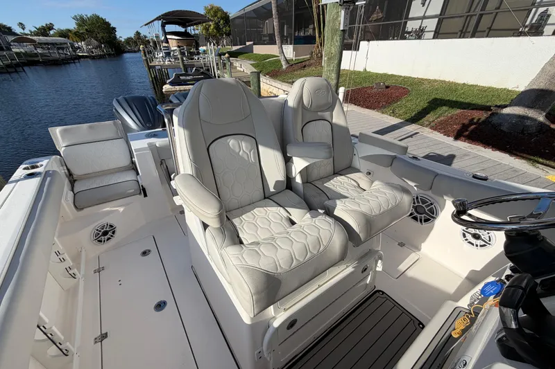 Slide: The Image of 2022 Sea Fox 288 Commander boat interior with luxurious seating and modern design. - 45