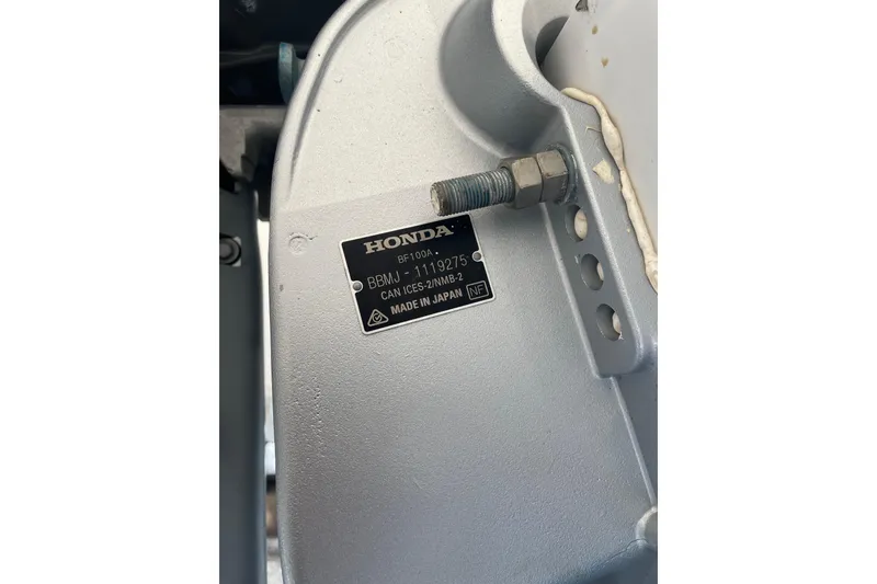 Slide: The Image of Honda engine label on a 1987 Boston Whaler 17 Montauk boat. - 8