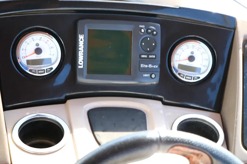 Slide: The Image of Dashboard of 2014 Regency Party Barge 254 XP3 with Lowrance Elite-5 HDI display. - 36
