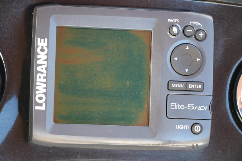 Slide: The Image of Lowrance Elite-5 HDI fishfinder on 2014 Regency Party Barge 254 XP3. - 37