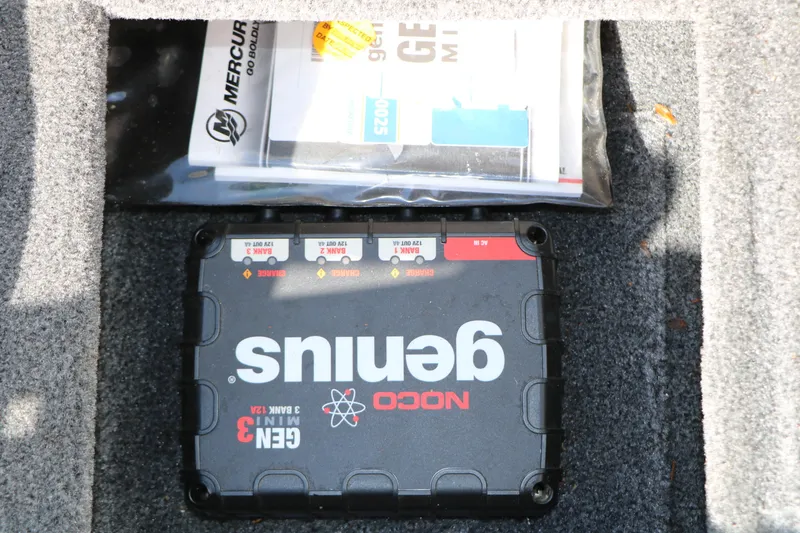 Slide: The Image of NOCO Genius GEN3 Mini charger in a 2020 Tracker Pro Team 175 TXW Tournament Edition boat. - 29