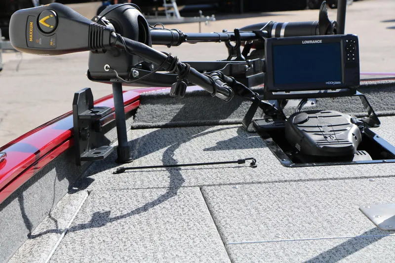 Slide: The Image of 2020 Tracker Pro Team 175 TXW Tournament Edition boat with trolling motor and fish finder. - 34