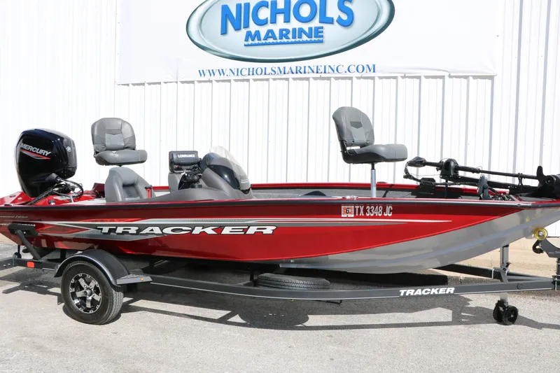 Slide: The Image of 2020 Tracker Pro Team 175 TXW Tournament Edition boat in red, displayed at Nichols Marine. - 37