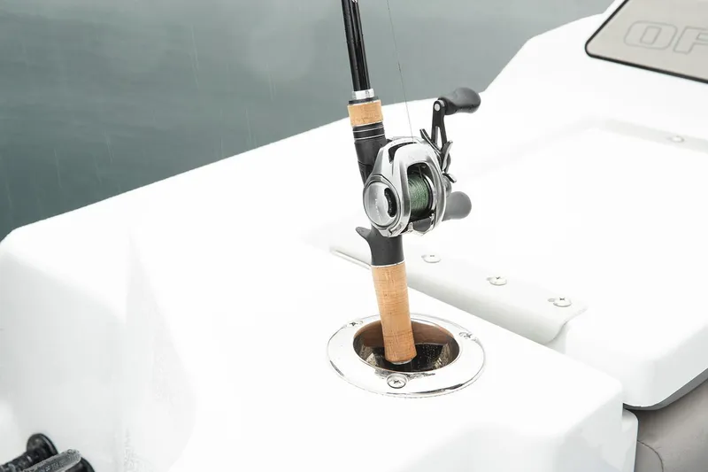 Slide: The Image of Manufacturer Provided Image: Fishing rod holder on 2026 Wellcraft 202 Fisherman boat deck. - 41
