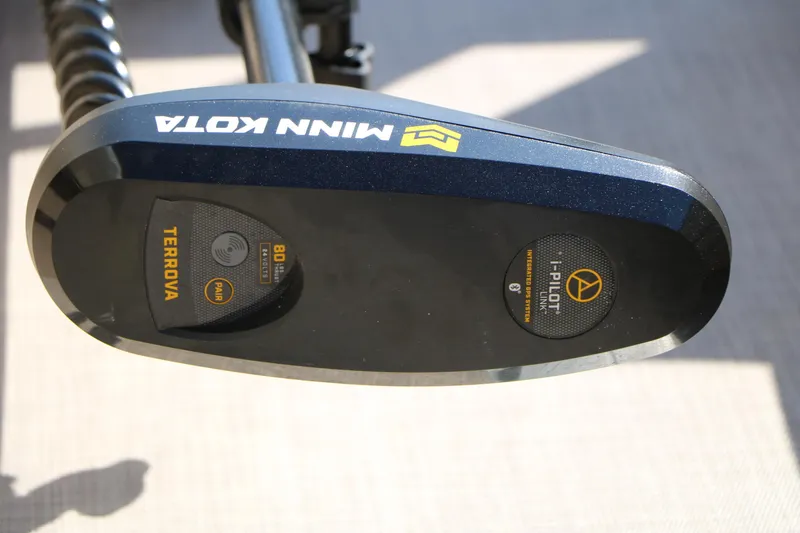 Slide: The Image of Minn Kota Terrova trolling motor with i-Pilot Link on Sun Tracker SportFish 22 XP3. - 26