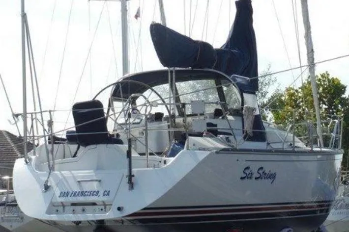 Slide: The Image of Sailboat docked, C&C 110 model, year 2000, San Francisco, CA. - 14