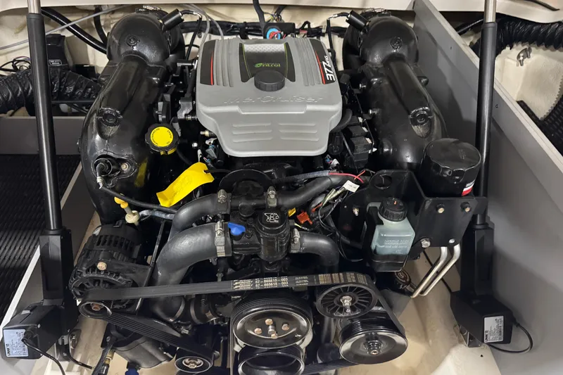 Slide: The Image of Engine of 2014 Monterey 268SS Super Sport boat, showcasing detailed components. - 17