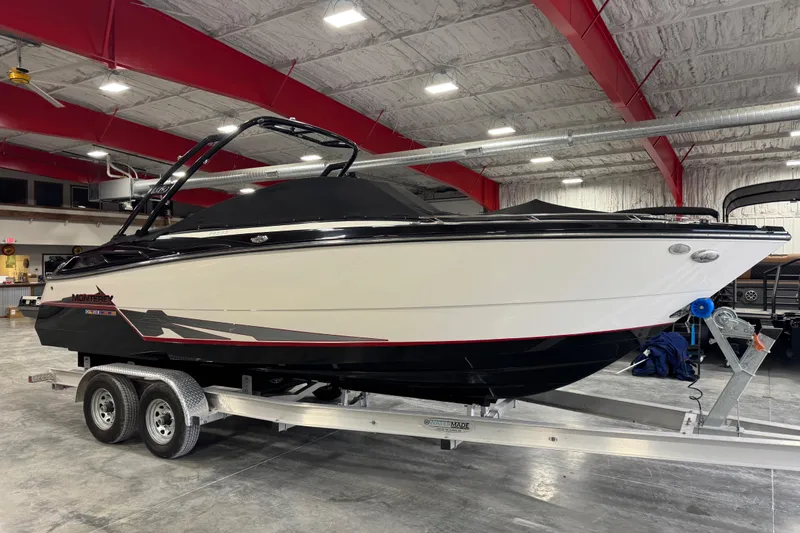 Slide: The Image of 2014 Monterey 268SS Super Sport boat on trailer in indoor storage facility. - 18