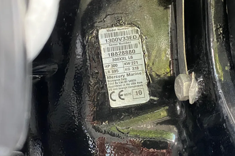 Slide: The Image of Label on a 2005 Formula 330 Sun Sport engine, showing model and serial numbers. - 39
