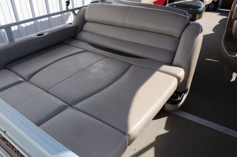 Slide: The Image of Interior of 2014 Sun Tracker Regency Party Barge 254 Xp3 with beige seating area. - 29