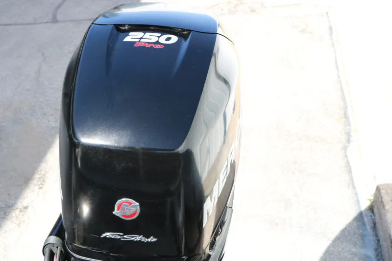 Slide: The Image of Outboard motor of a 2014 Sun Tracker Regency Party Barge 254 Xp3. - 32