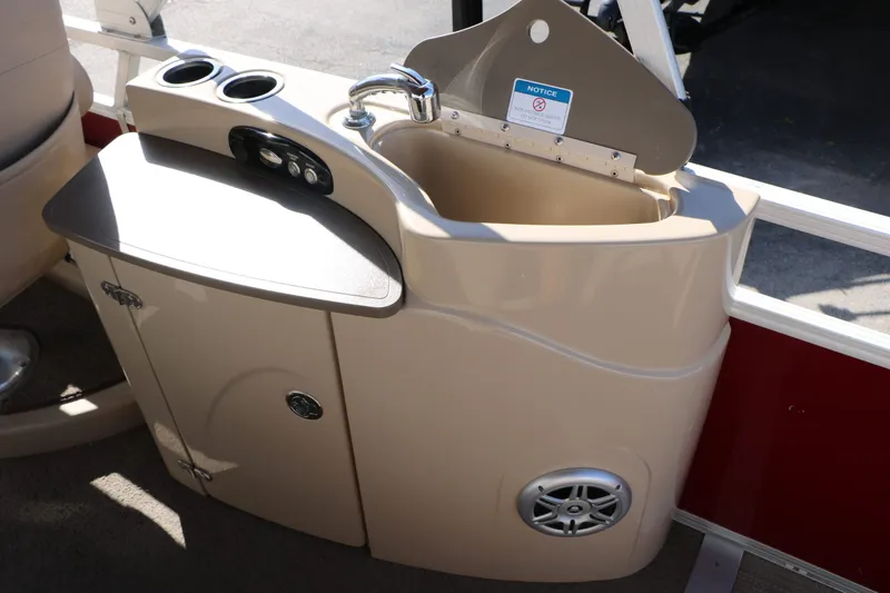 Slide: The Image of 2014 Sun Tracker Regency Party Barge 254 Xp3 sink and storage area. - 47