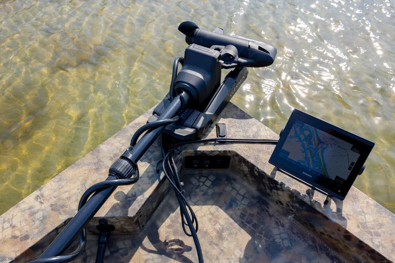 Slide: The Image of Trolling motor and navigation system on 2026 Excel 203 Bay Pro Elite boat. - 13