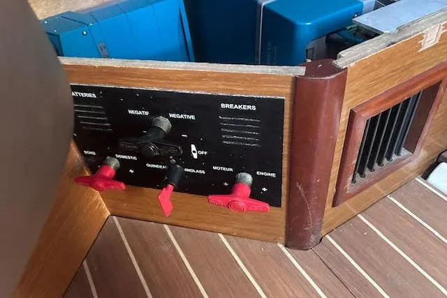 Slide: The Image of Electrical panel on a 2007 Jeanneau Sun Odyssey 42 DS sailboat interior. - 12