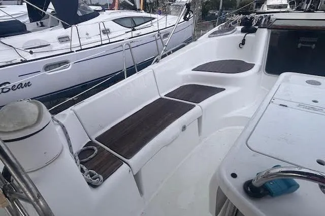 Slide: The Image of Cockpit of 2007 Jeanneau Sun Odyssey 42 DS sailboat with seating and deck details. - 25