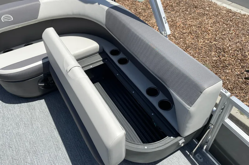 Slide: The Image of 2026 Sun Tracker Bass Buggy 16 XL Select boat seat with storage and cup holders. - 13