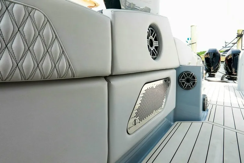 Slide: The Image of Luxurious interior of 2025 Cigarette 52' Thunder boat with sleek design and powerful engines. - 20