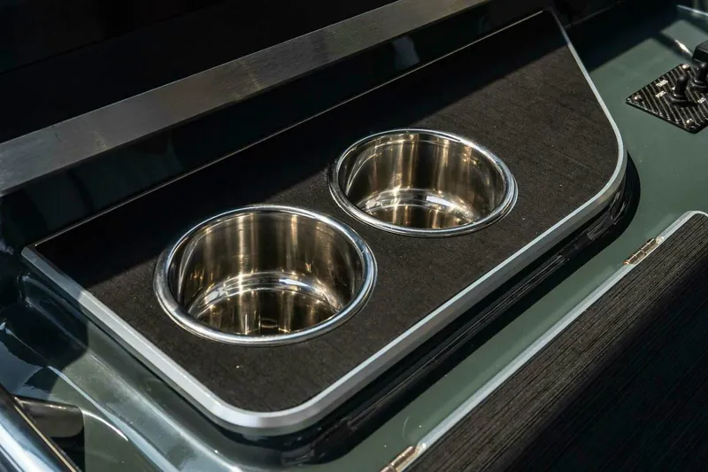 Slide: The Image of Stainless steel cup holders on 2025 Cigarette 52' Thunder boat interior. - 36