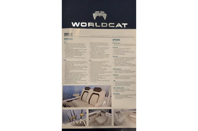 Slide: The Image of 2019 World Cat 295 CC brochure showcasing features and options. - 35