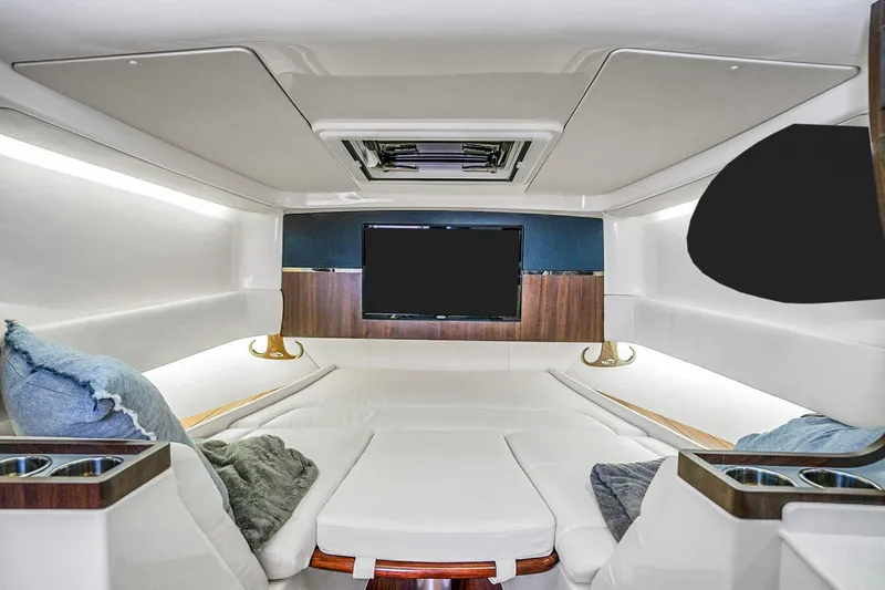Slide: The Image of Luxurious interior of 2025 Grady-White Canyon 456 boat with plush seating and modern amenities. - 48