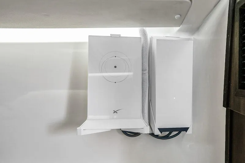 Slide: The Image of Starlink satellite internet equipment installed on 2025 Grady-White Canyon 456 boat. - 62