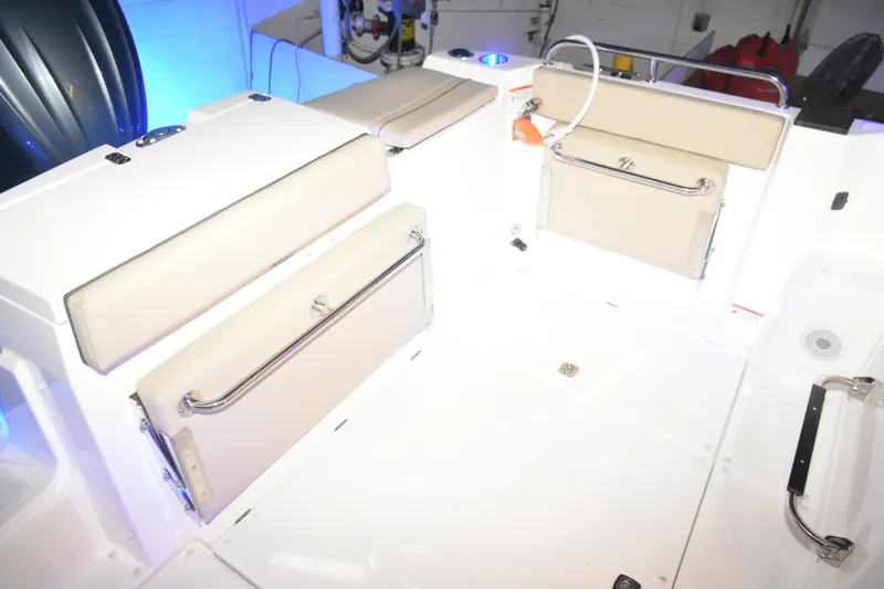 Slide: The Image of 2026 Cutwater C-248 Coupe interior with foldable seating and modern design. - 14