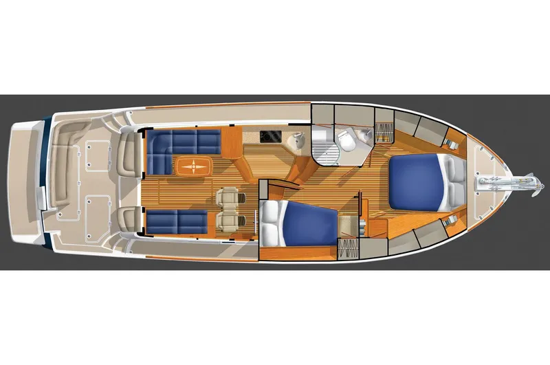 Slide: The Image of Manufacturer Provided Image: Top view layout of 2019 Sabre 42 Fly Bridge yacht interior. - 17