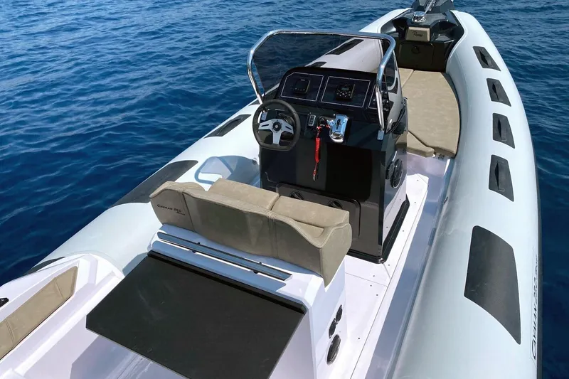 Slide: The Image of 2026 Ranieri Cayman 23.0 Sport boat on calm blue water. - 11