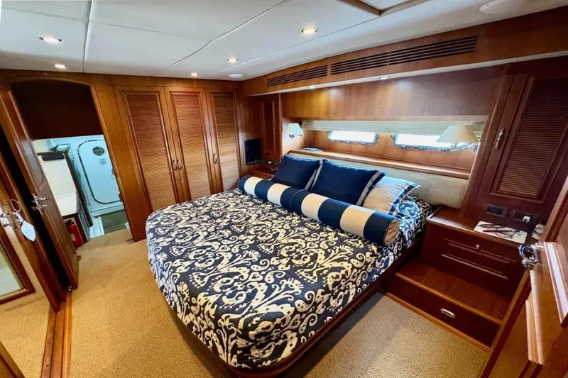 Slide: The Image of Luxurious bedroom interior of 2012 Grand Banks 53 Aleutian RP yacht. - 10