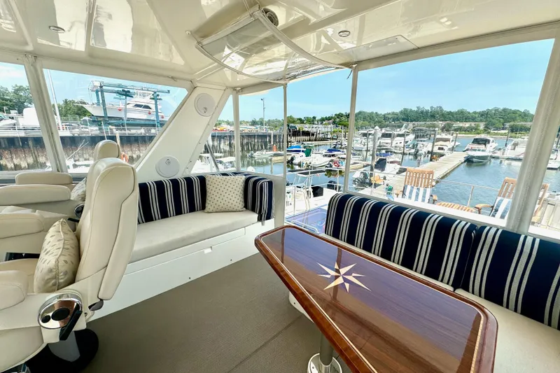 Slide: The Image of Luxurious interior of 2012 Grand Banks 53 Aleutian RP yacht at marina. - 19