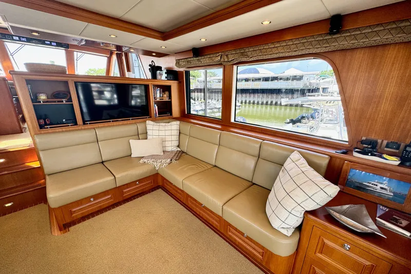 Slide: The Image of Luxurious salon of the 2012 Grand Banks 53 Aleutian RP yacht. - 2