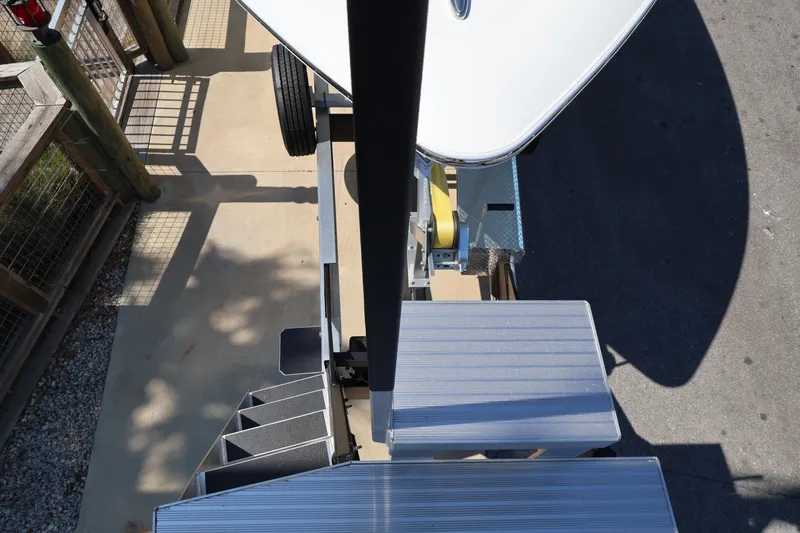 Slide: The Image of Electrical compartment of 2026 Contender 44 CB boat with wiring and components visible. - 63