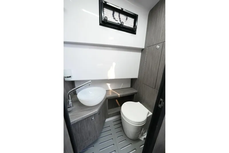 Slide: The Image of Modern bathroom interior of 2026 Ranieri CAYMAN 33.0 EXECUTIVE boat, featuring sleek design elements. - 44