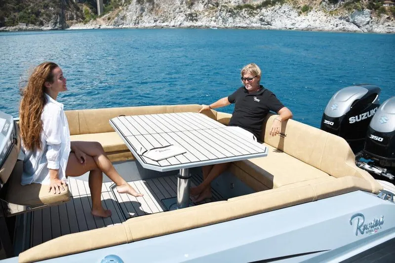 Slide: The Image of 2026 Ranieri CAYMAN 38.0 EXECUTIVE yacht with passengers, scenic ocean view. - 13
